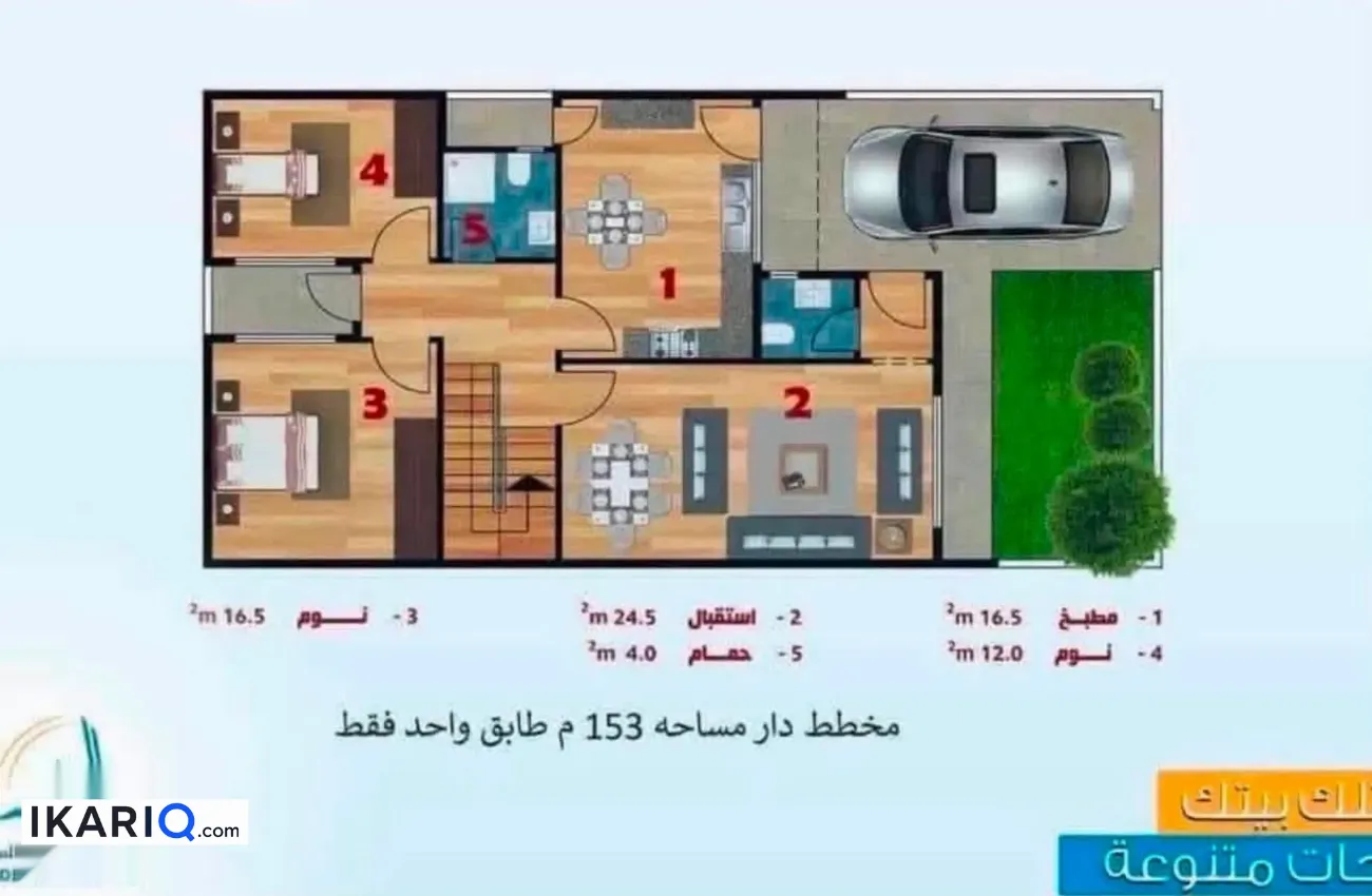 دار للبيع في كربلاء - 153 م² / 185,000,000 IQD — صورة 2