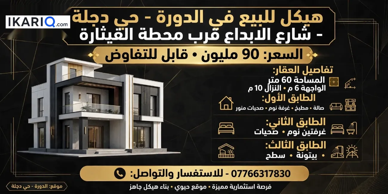 دار للبيع في الدورة - 60 م² / 90,000,000 IQD — صورة 3