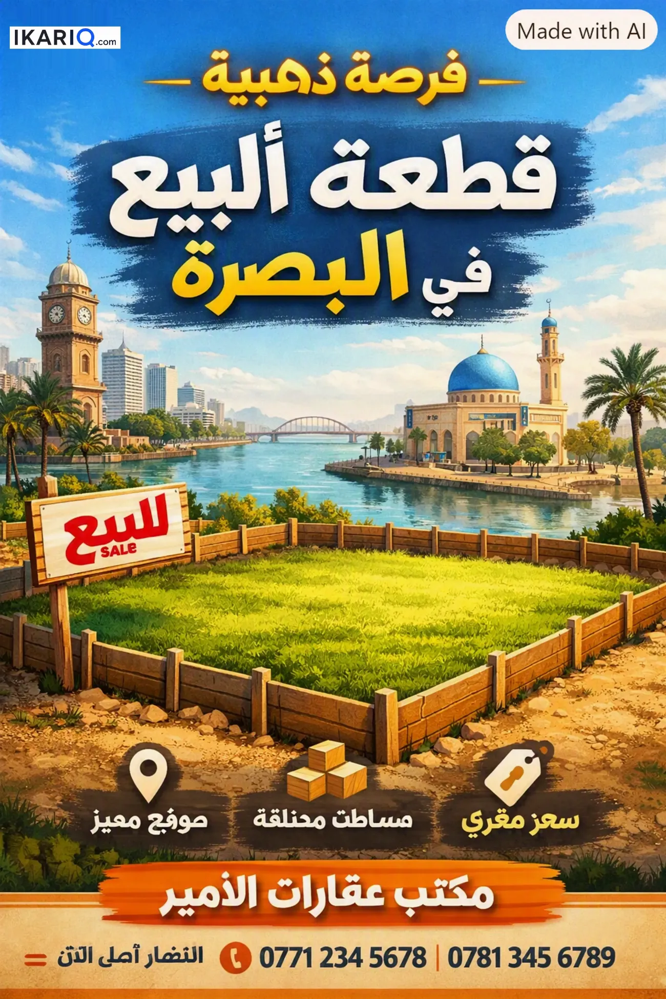 أرض للبيع في البصرة - 200 م² / 100,000,000 IQD