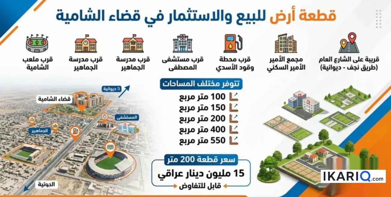 أرض للبيع في القادسية - 200 م² / 15,000,000 IQD — صورة 8