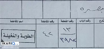 أرض للبيع في الطوبة والنخيلة - 250 م² / 110,000,000 IQD