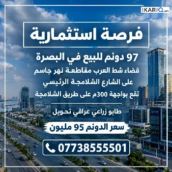 أرض للبيع في قضاء شط العرب - 242000 م² / 9,215,000,000 IQD
